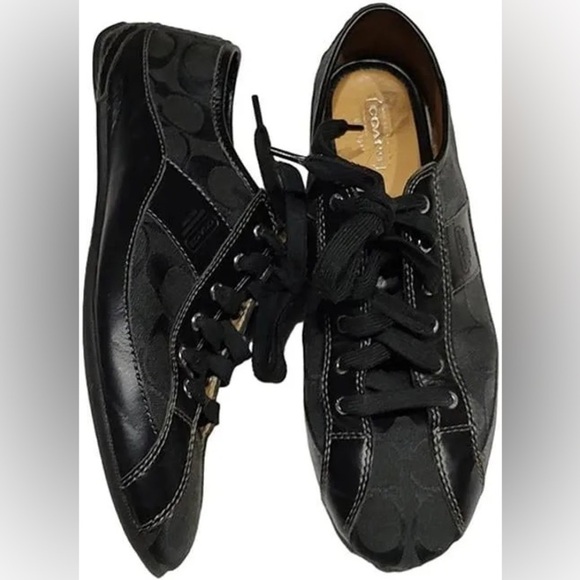 NEW! COACH Suee Black Signature Canvas Leather Fashion Sneakers A1258 - Picture 1 of 7
